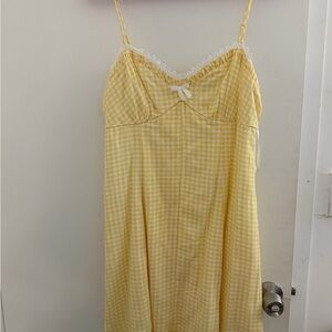Yellow Gingham Lace-Trimmed dress